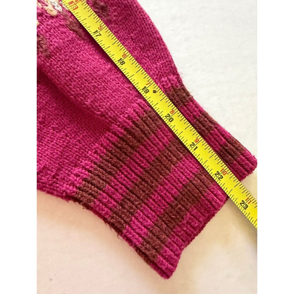 Sundance Women's XL Pink Fair Isle Cotton Wool Blend Sweater Nordic Gold - Picture 5 of 6